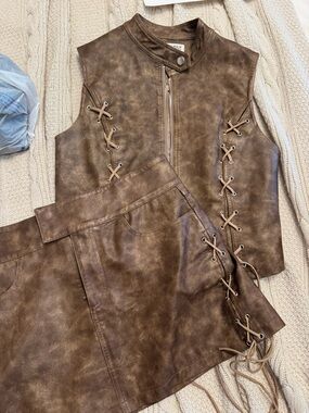 Princess Polly Brown Faux-Leather SET!!!